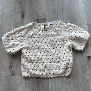 Intermix Short Sleeve Knit Sweater in Cream